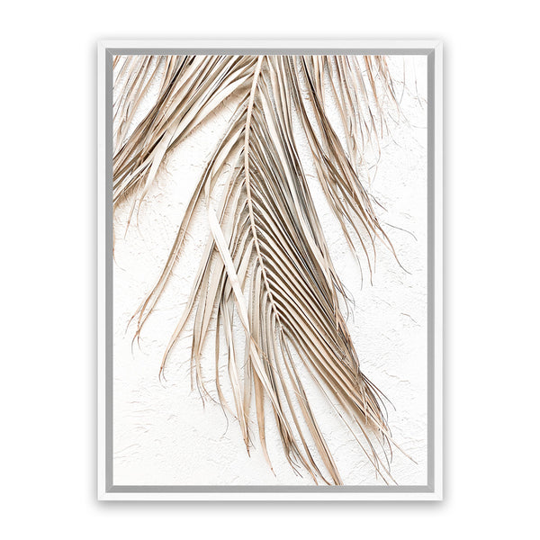 Shop Dried Palm Leaf II Photo Canvas Art Print-Boho, Brown, Coastal, Neutrals, Photography, Photography Canvas Prints, Portrait, Tropical, View All, White-framed wall decor artwork