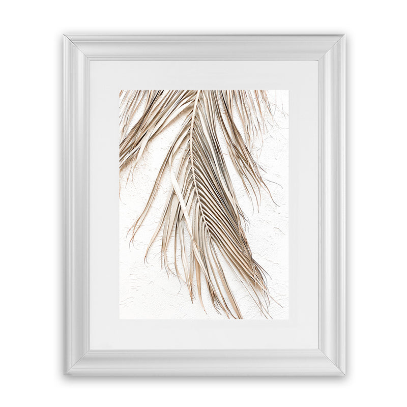 Shop Dried Palm Leaf II Photo Art Print-Boho, Brown, Coastal, Neutrals, Photography, Portrait, Tropical, View All, White-framed poster wall decor artwork