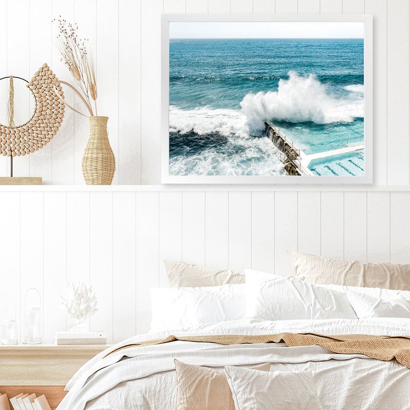 Shop Bondi Swimming Pool I Photo Art Print-Blue, Coastal, Green, Landscape, Photography, View All-framed poster wall decor artwork