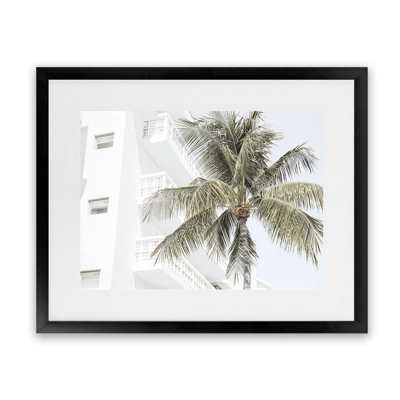 Shop Palm Hotel Photo Art Print-Boho, Coastal, Green, Landscape, Photography, Tropical, View All, White-framed poster wall decor artwork