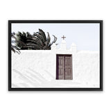 Shop White Spanish Church Photo Canvas Art Print-Boho, Greece, Horizontal, Landscape, Photography Canvas Prints, Rectangle, View All, White-framed wall decor artwork