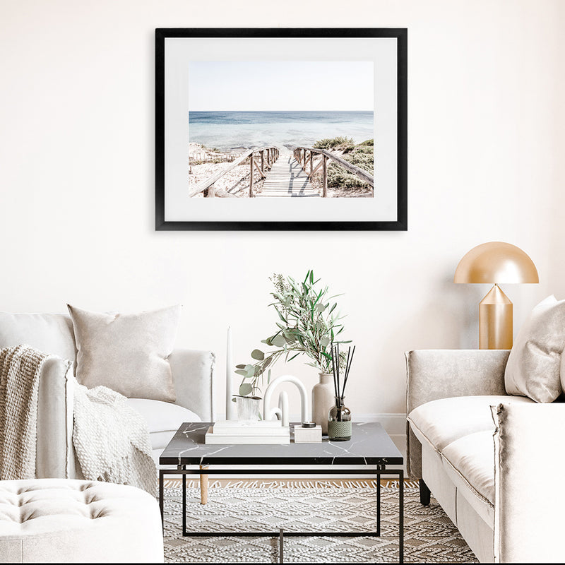 Shop Beach Path I Photo Art Print-Brown, Coastal, Horizontal, Landscape, Neutrals, Photography, Rectangle, View All, White-framed poster wall decor artwork