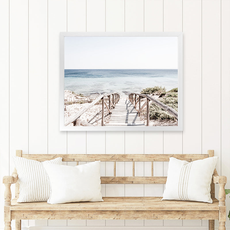 Shop Beach Path I Photo Art Print-Brown, Coastal, Horizontal, Landscape, Neutrals, Photography, Rectangle, View All, White-framed poster wall decor artwork