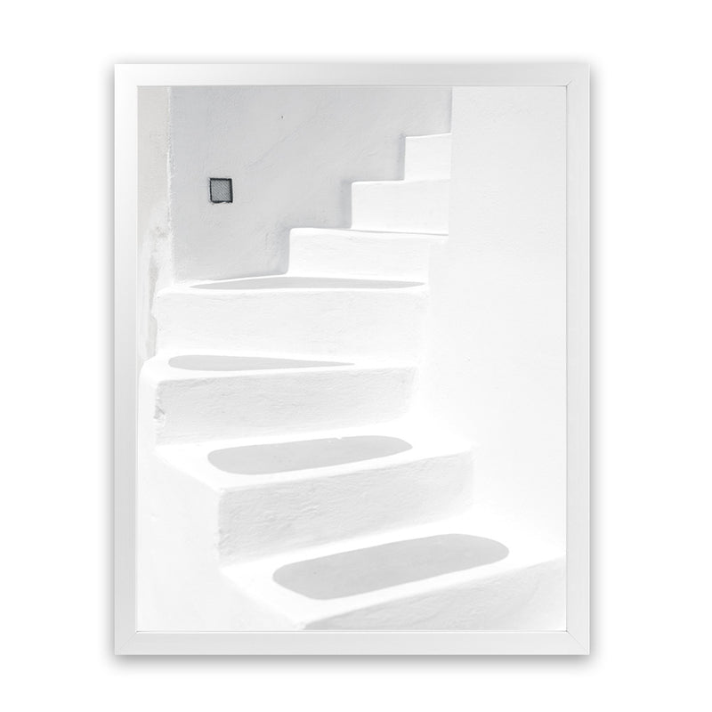 Shop Santorini White Steps I Photo Art Print-Coastal, Greece, Photography, Portrait, View All, White-framed poster wall decor artwork