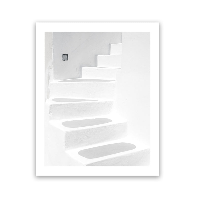 Shop Santorini White Steps I Photo Art Print-Coastal, Greece, Photography, Portrait, View All, White-framed poster wall decor artwork