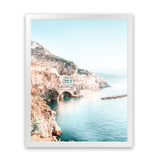 Shop Amalfi Village II Photo Art Print-Amalfi Coast Italy, Blue, Coastal, Green, Orange, Photography, Portrait, View All-framed poster wall decor artwork