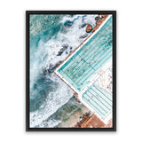 Shop Bondi Pool Aerial I Photo Canvas Art Print-Blue, Coastal, Green, Portrait, Tropical, View All-framed wall decor artwork