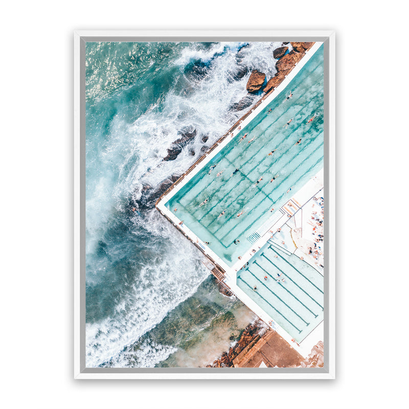 Shop Bondi Pool Aerial I Photo Canvas Art Print-Blue, Coastal, Green, Portrait, Tropical, View All-framed wall decor artwork