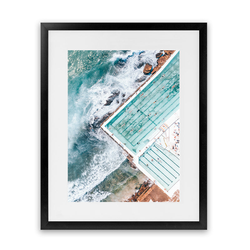Shop Bondi Pool Aerial I Photo Art Print-Blue, Coastal, Green, Portrait, Tropical, View All-framed poster wall decor artwork