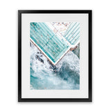 Shop Bondi Pool Aerial II Photo Art Print-Blue, Coastal, Green, Photography, Portrait, Tropical, View All-framed poster wall decor artwork