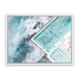 Shop Bondi Pool Aerial III Photo Canvas Art Print-Blue, Coastal, Green, Landscape, Photography, Photography Canvas Prints, View All-framed wall decor artwork