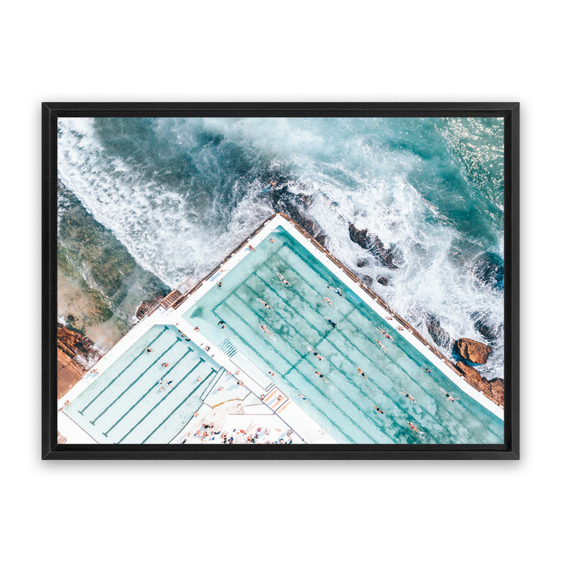 Shop Bondi Pool Aerial IV Photo Canvas Art Print-Blue, Coastal, Green, Landscape, Photography, Photography Canvas Prints, Tropical, View All-framed wall decor artwork