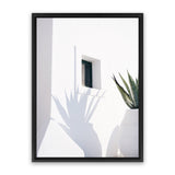 Shop Cactus Shadow Photo Canvas Art Print-Boho, Botanicals, Coastal, Greece, Hamptons, Photography, Photography Canvas Prints, Portrait, Tropical, View All, White-framed wall decor artwork