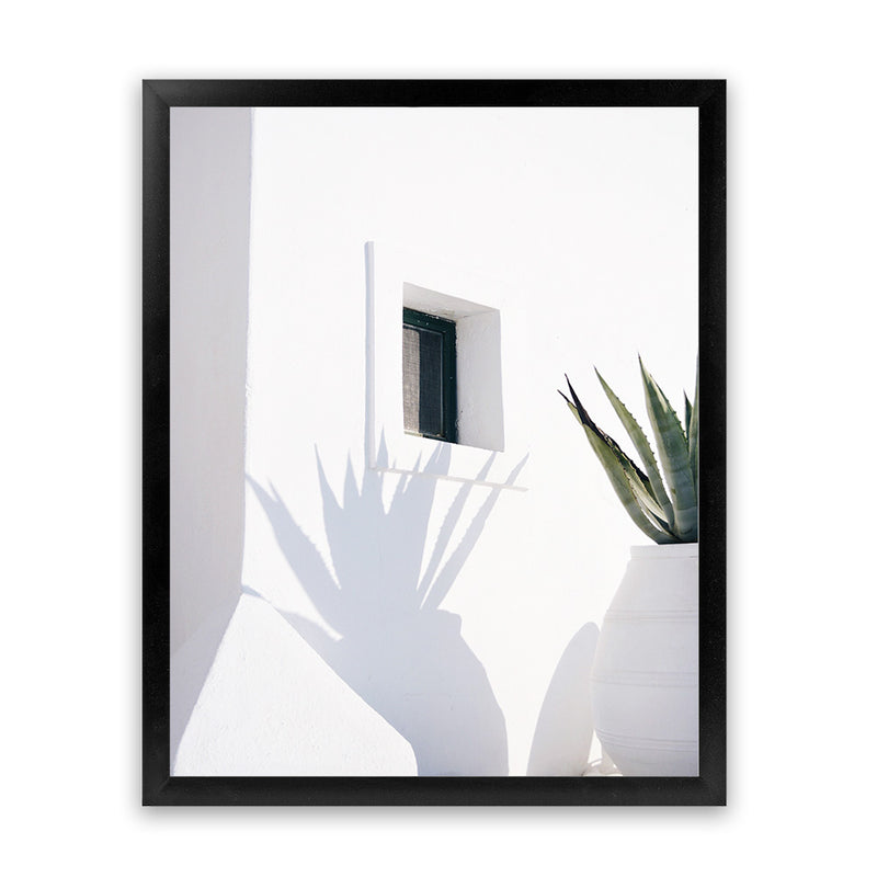 Shop Cactus Shadow Photo Art Print-Boho, Botanicals, Coastal, Greece, Hamptons, Photography, Portrait, Tropical, View All, White-framed poster wall decor artwork
