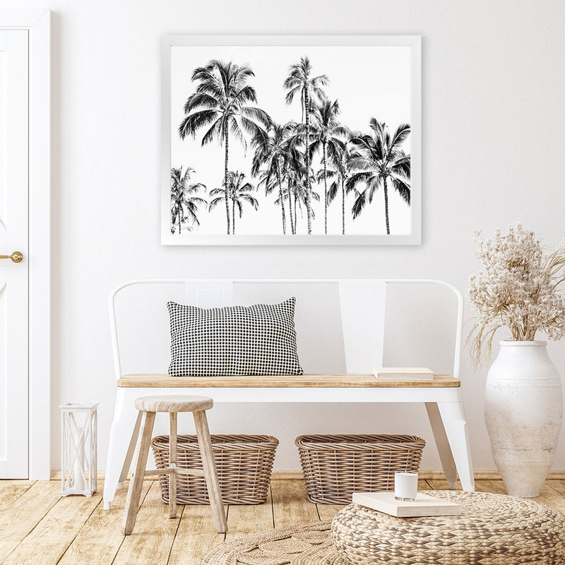 Shop Island Coconut Palms Photo Art Print-Black, Boho, Coastal, Landscape, Photography, Tropical, View All, White-framed poster wall decor artwork