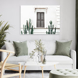 Shop Cactus Villa II Photo Canvas Art Print-Boho, Green, Landscape, Moroccan Days, Photography, Photography Canvas Prints, Tropical, View All, White-framed wall decor artwork