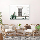 Shop Cactus Villa II Photo Canvas Art Print-Boho, Green, Landscape, Moroccan Days, Photography, Photography Canvas Prints, Tropical, View All, White-framed wall decor artwork