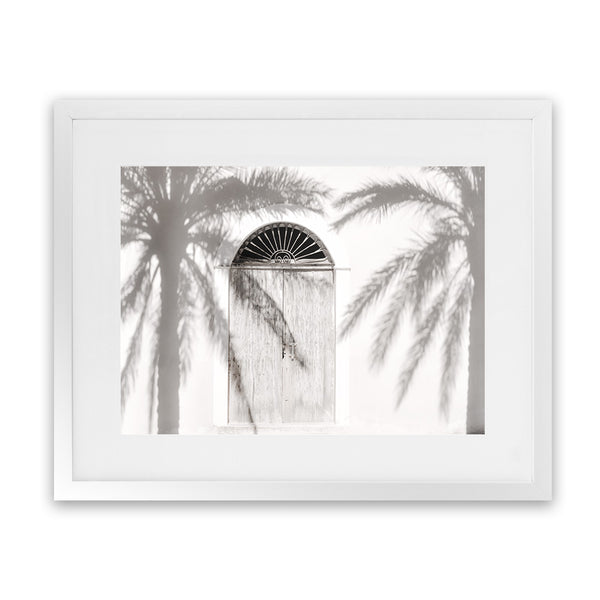 Shop Pastel Palm Shadows II Photo Art Print-Boho, Coastal, Greece, Landscape, Moroccan Days, Neutrals, Photography, Tropical, View All, White-framed poster wall decor artwork