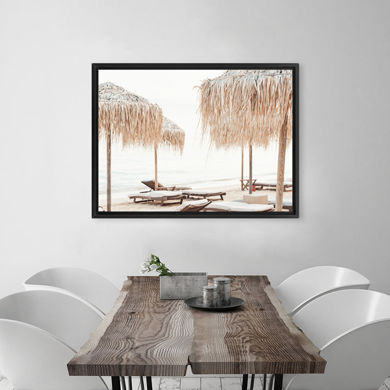 Shop Palm Parasols Photo Canvas Art Print-Amalfi Coast Italy, Brown, Coastal, Greece, Landscape, Photography, Photography Canvas Prints, Tropical, View All-framed wall decor artwork