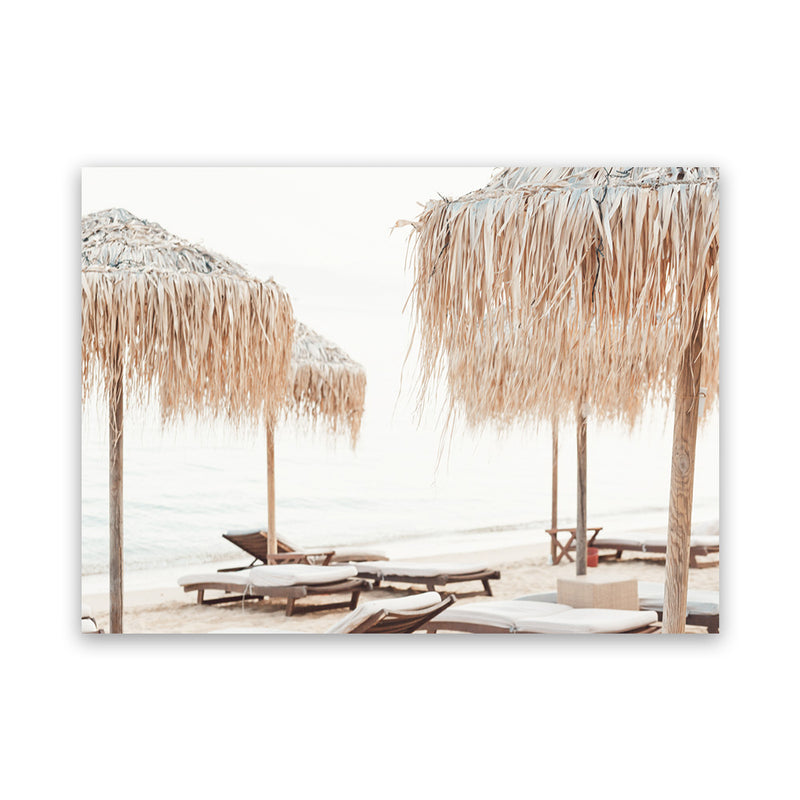 Shop Palm Parasols Photo Canvas Art Print-Amalfi Coast Italy, Brown, Coastal, Greece, Landscape, Photography, Photography Canvas Prints, Tropical, View All-framed wall decor artwork