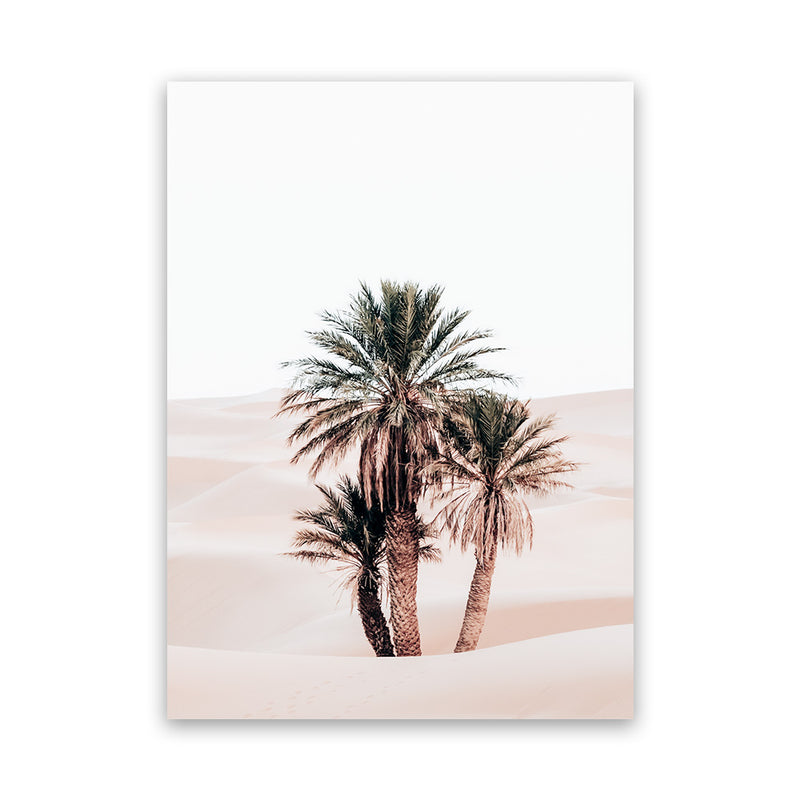 Shop Desert Palms II Photo Canvas Art Print-Moroccan Days, Neutrals, Photography, Photography Canvas Prints, Pink, Portrait, Rectangle, Tropical, View All-framed wall decor artwork