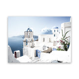 Shop Santorini Vista Photo Canvas Art Print-Blue, Coastal, Greece, Landscape, Photography, Photography Canvas Prints, View All, White-framed wall decor artwork