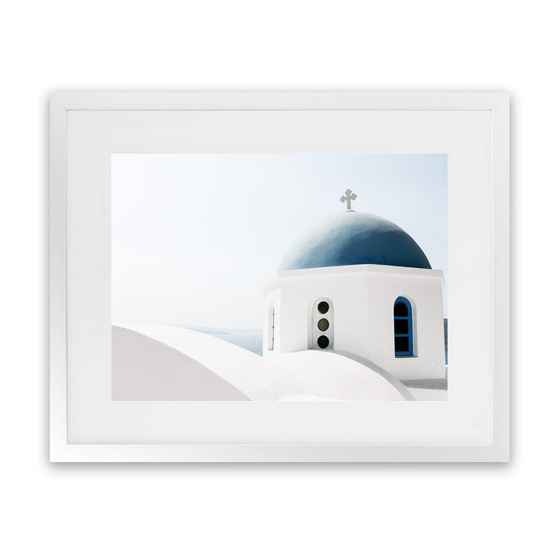 Shop Santorini Vista II Photo Art Print-Blue, Coastal, Greece, Landscape, Photography, View All, White-framed poster wall decor artwork