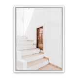 Shop Villa Steps Photo Canvas Art Print-Boho, Greece, Moroccan Days, Neutrals, Photography, Photography Canvas Prints, Portrait, View All, White-framed wall decor artwork