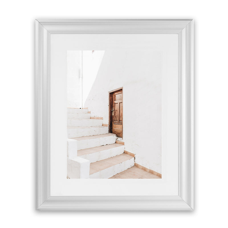 Shop Villa Steps Photo Art Print-Boho, Greece, Moroccan Days, Neutrals, Photography, Portrait, View All, White-framed poster wall decor artwork