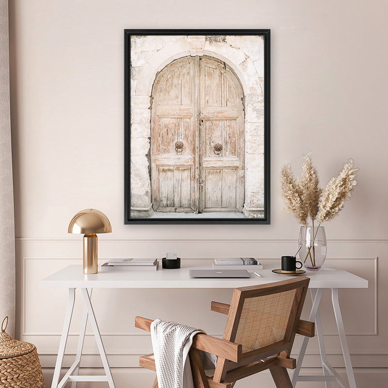Shop Old Wooden Doorway Photo Canvas Art Print-Boho, Brown, Greece, Moroccan Days, Neutrals, Photography, Photography Canvas Prints, Portrait, View All-framed wall decor artwork