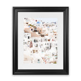 Shop Santorini Skyline II Photo Art Print-Coastal, Greece, Orange, Photography, Pink, Portrait, View All, White-framed poster wall decor artwork