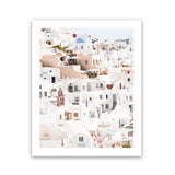 Shop Santorini Skyline II Photo Art Print-Coastal, Greece, Orange, Photography, Pink, Portrait, View All, White-framed poster wall decor artwork