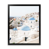 Shop Santorini Skyline III Photo Art Print-Blue, Coastal, Greece, Photography, Portrait, View All, White-framed poster wall decor artwork
