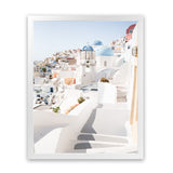 Shop Staircase View Photo Art Print-Blue, Coastal, Greece, Photography, Portrait, View All, White-framed poster wall decor artwork
