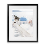 Shop Stairway to Heaven Photo Art Print-Blue, Coastal, Greece, Photography, Portrait, View All, White-framed poster wall decor artwork