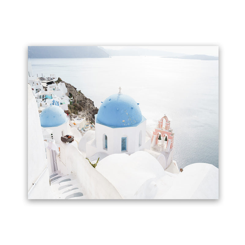 Shop Stairway to Heaven II Photo Art Print-Blue, Coastal, Greece, Landscape, Photography, View All, White-framed poster wall decor artwork