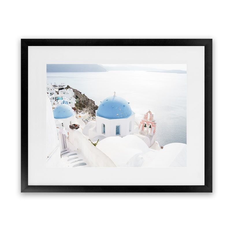 Shop Stairway to Heaven II Photo Art Print-Blue, Coastal, Greece, Landscape, Photography, View All, White-framed poster wall decor artwork