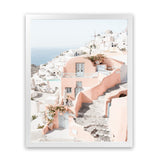 Shop Santorini Pink House II Photo Art Print-Coastal, Greece, Neutrals, Photography, Pink, Portrait, View All-framed poster wall decor artwork