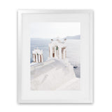 Shop Oia Bells I Photo Art Print-Blue, Coastal, Greece, Photography, Portrait, View All, White-framed poster wall decor artwork