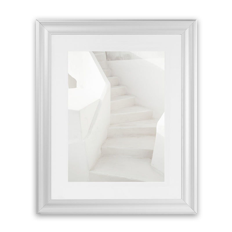 Shop Grecian Stairs Photo Art Print-Coastal, Greece, Photography, Portrait, View All, White-framed poster wall decor artwork
