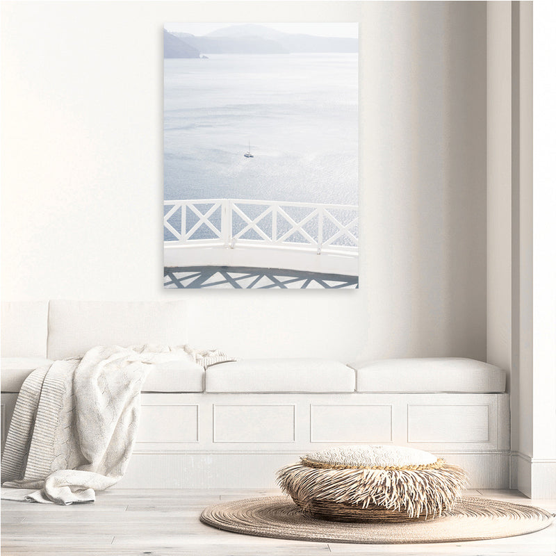Shop Aegean Sea View Photo Canvas Art Print-Blue, Coastal, Greece, Photography, Photography Canvas Prints, Portrait, View All, White-framed wall decor artwork
