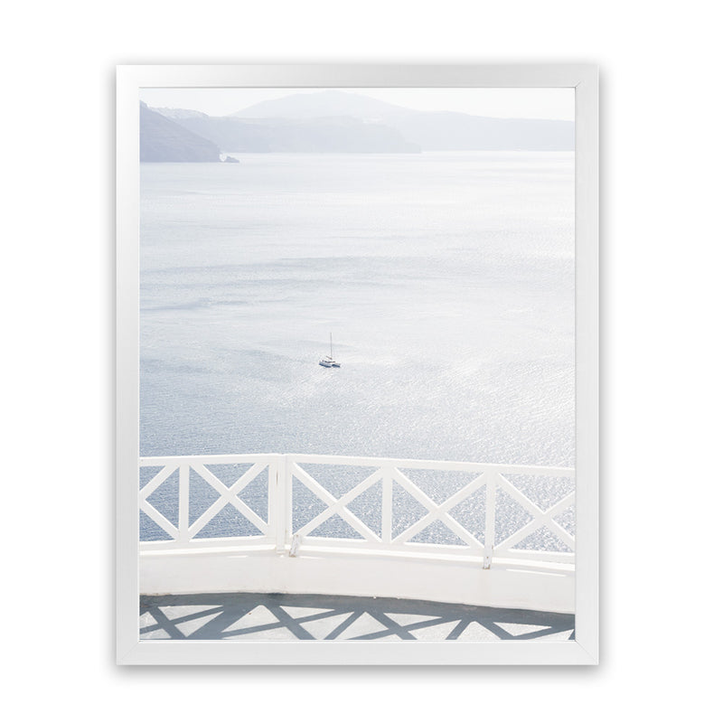 Shop Aegean Sea View Photo Art Print-Blue, Coastal, Greece, Photography, Portrait, View All, White-framed poster wall decor artwork