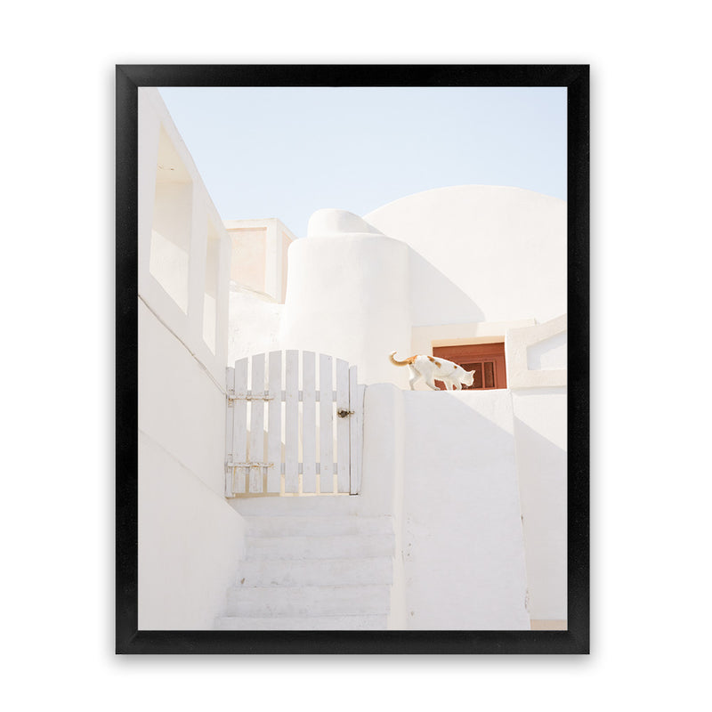 Shop Santorini Town Photo Art Print-Greece, Neutrals, Photography, Portrait, View All, White-framed poster wall decor artwork