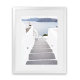 Shop Aegean Steps Photo Art Print-Blue, Coastal, Greece, Grey, Photography, Portrait, View All, White-framed poster wall decor artwork
