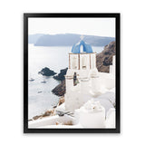 Shop Blue Dome Church Photo Art Print-Blue, Coastal, Greece, Photography, Portrait, View All, White-framed poster wall decor artwork