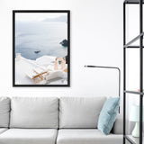 Shop Balcony With A View Photo Canvas Art Print-Blue, Coastal, Greece, Photography, Photography Canvas Prints, Portrait, View All, White-framed wall decor artwork