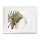 Shop Mykonos Palm Villa I Photo Art Print-Coastal, Greece, Green, Landscape, Moroccan Days, Neutrals, Photography, Tropical, View All, White-framed poster wall decor artwork