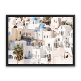 Shop Santorini Architecture Photo Canvas Art Print-Greece, Landscape, Neutrals, Photography, Photography Canvas Prints, View All, White-framed wall decor artwork
