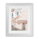 Shop Oia Rose Pink Villa II Photo Art Print-Greece, Photography, Pink, Portrait, View All-framed poster wall decor artwork