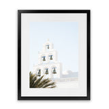 Shop Santorini Church Bells II Photo Art Print-Greece, Green, Photography, Portrait, View All, White-framed poster wall decor artwork